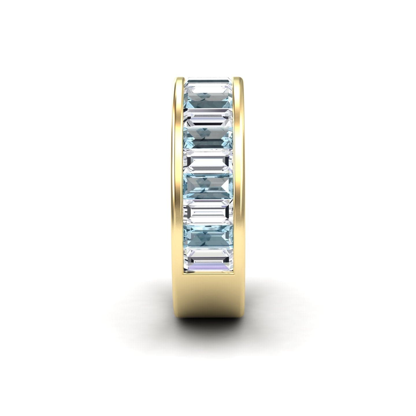 Aquamarine & Diamond Channel-Set Eternity Band - Kyra