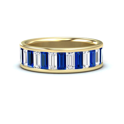 Blue Sapphire & Diamond Channel-Set Eternity Band