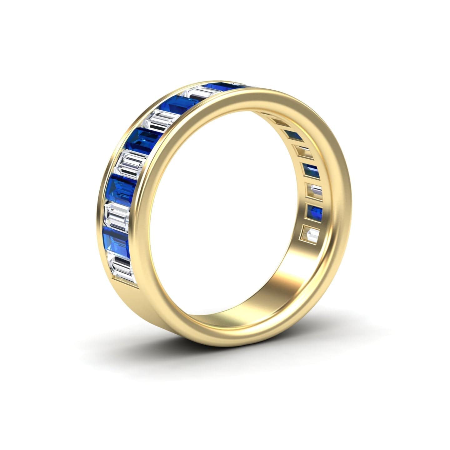Blue Sapphire & Diamond Channel-Set Eternity Band - Kyra