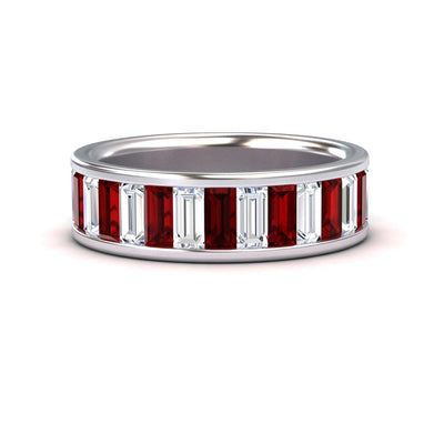 Garnet & Diamond Channel-Set Eternity Band
