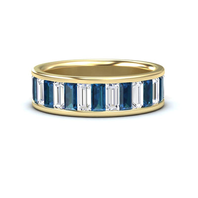 London Blue Topaz & Diamond Channel-Set Eternity Band