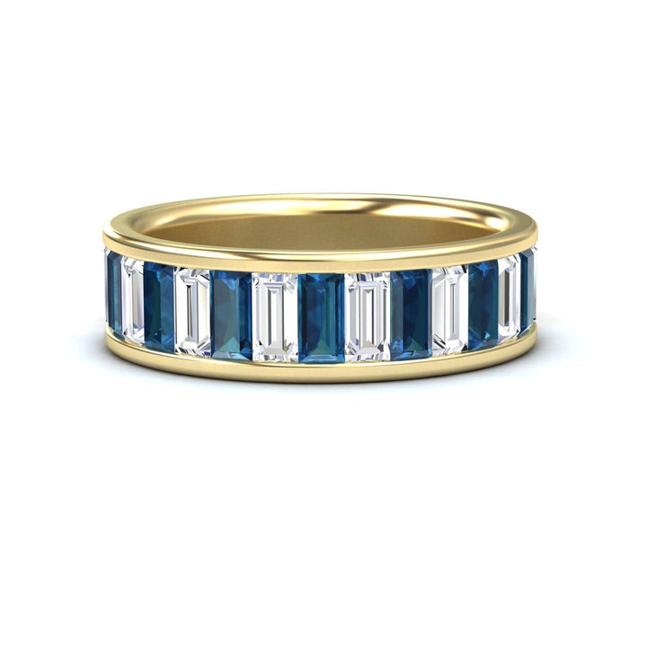 London Blue Topaz & Diamond Channel-Set Eternity Band - Kyra