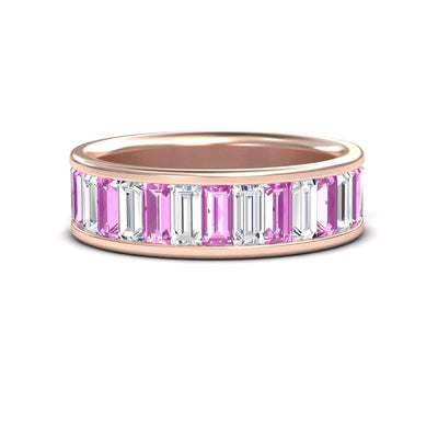 Pink Sapphire & Diamond Channel-Set Eternity Band