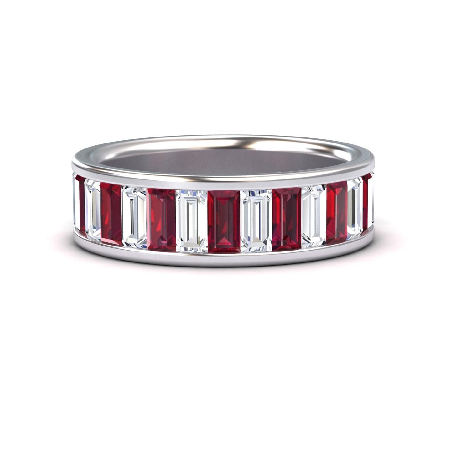 Ruby & Diamond Channel-Set Eternity Band - Kyra