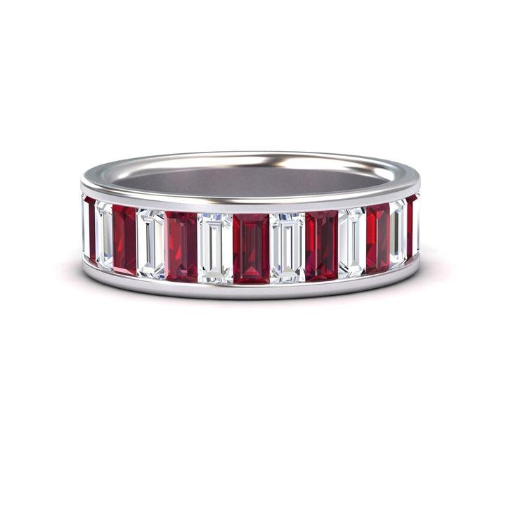 Ruby & Diamond Channel-Set Eternity Band - Kyra