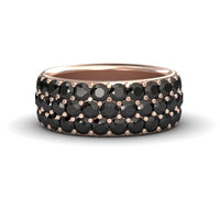 Black Diamond Three Row Pave Set Wedding Band - Leila