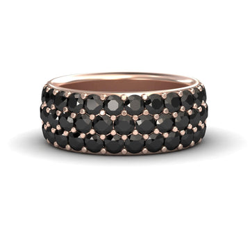 Black Diamond Three Row Pave Set Wedding Band - Leila