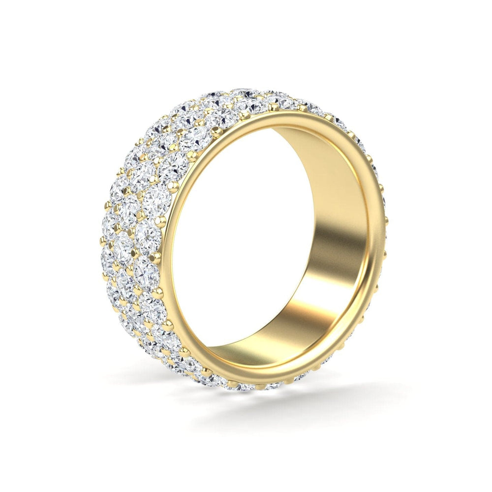 White Diamond Three Row Pave Set Wedding Band - Leila