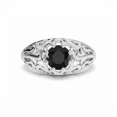 Black Diamond Men's Filigree Ring