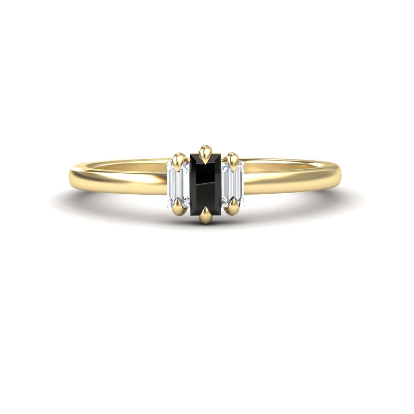 Black & White Diamond Three Stone Ring - Marina