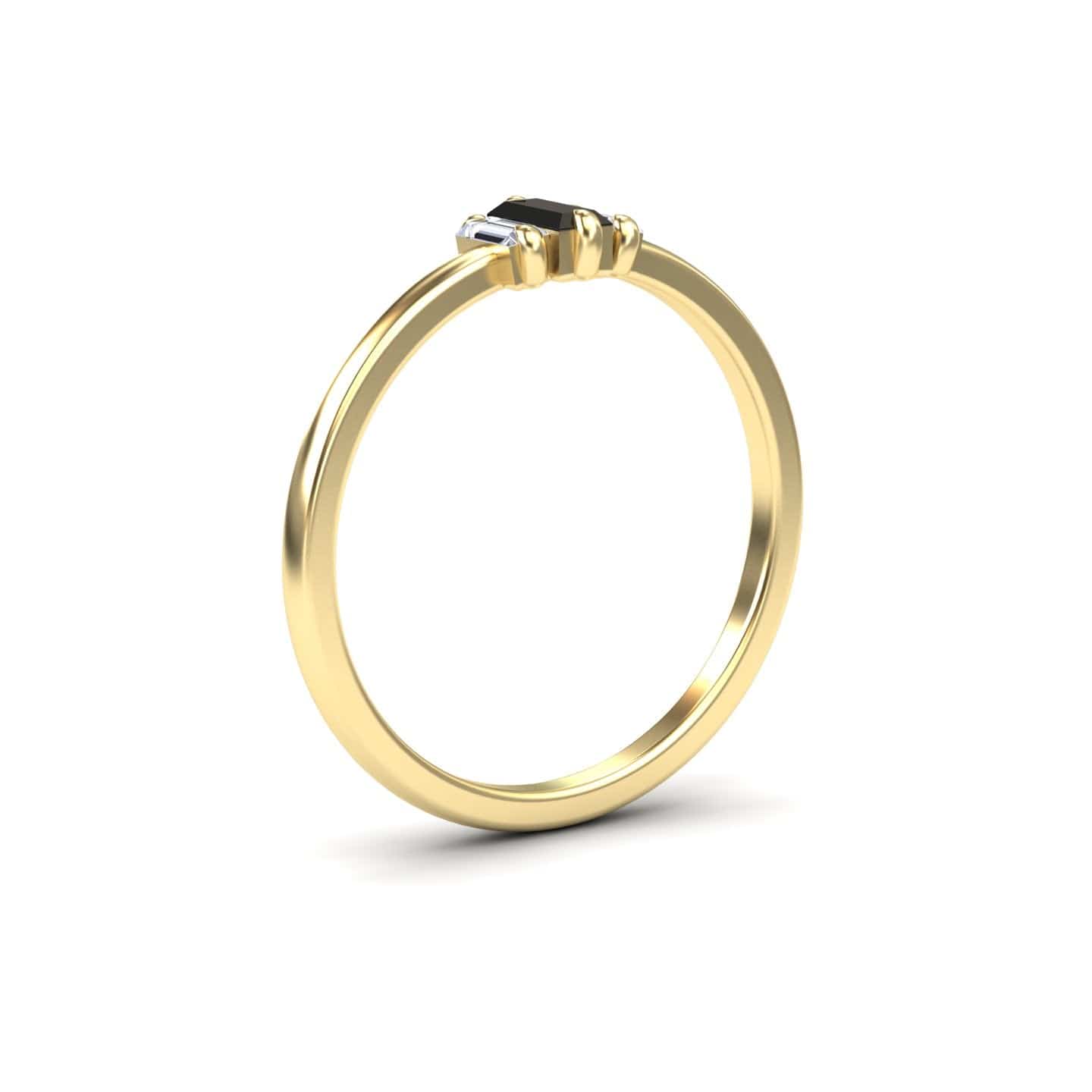 Black & White Diamond Three Stone Ring - Marina