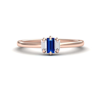 Blue Sapphire & Diamond Three Stone Ring