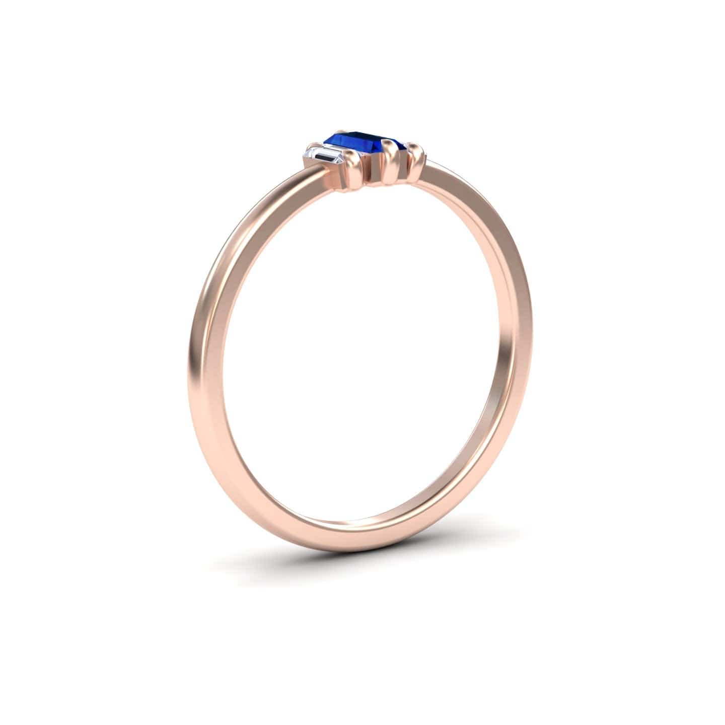 Blue Sapphire & Diamond Three Stone Ring - Marina