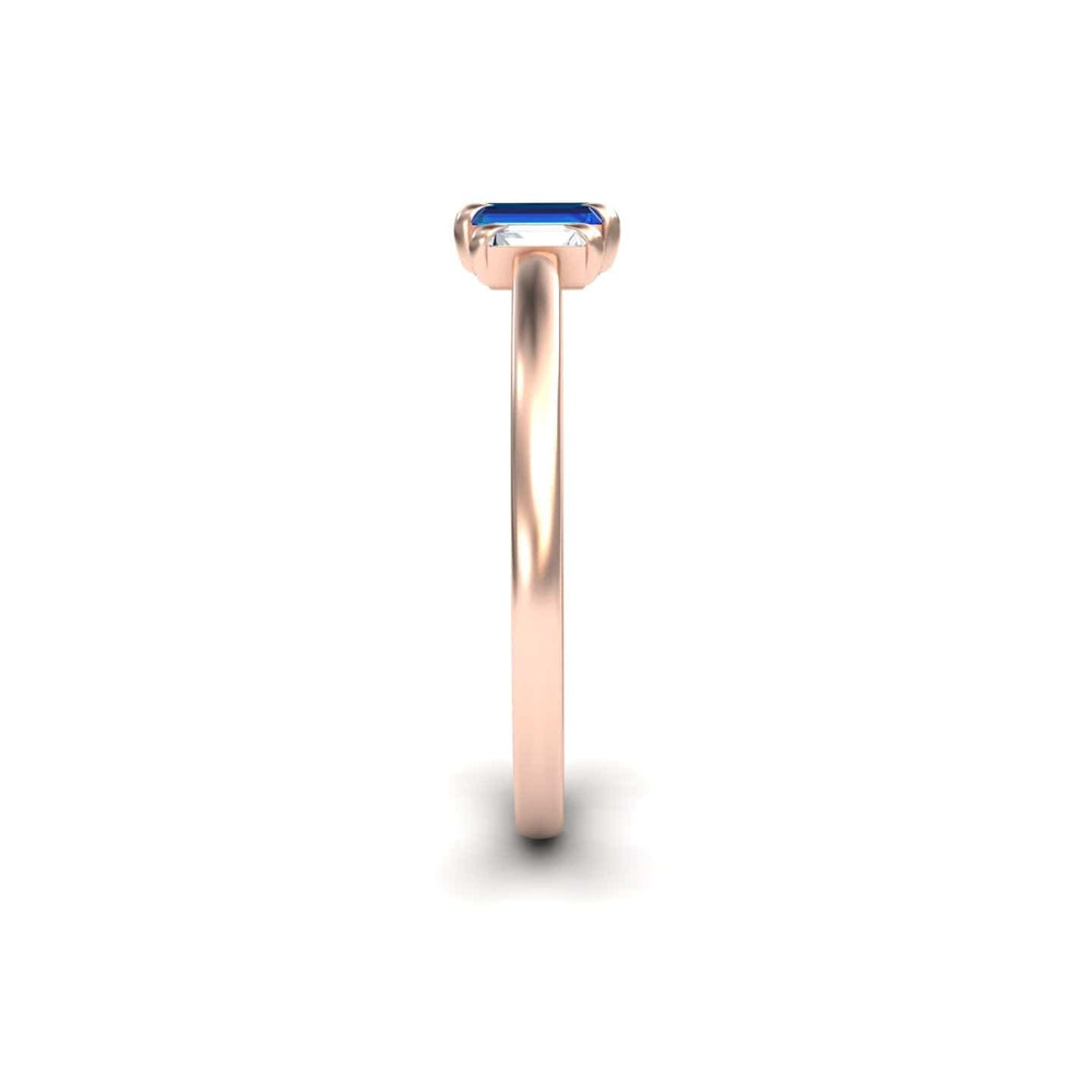 Blue Sapphire & Diamond Three Stone Ring - Marina