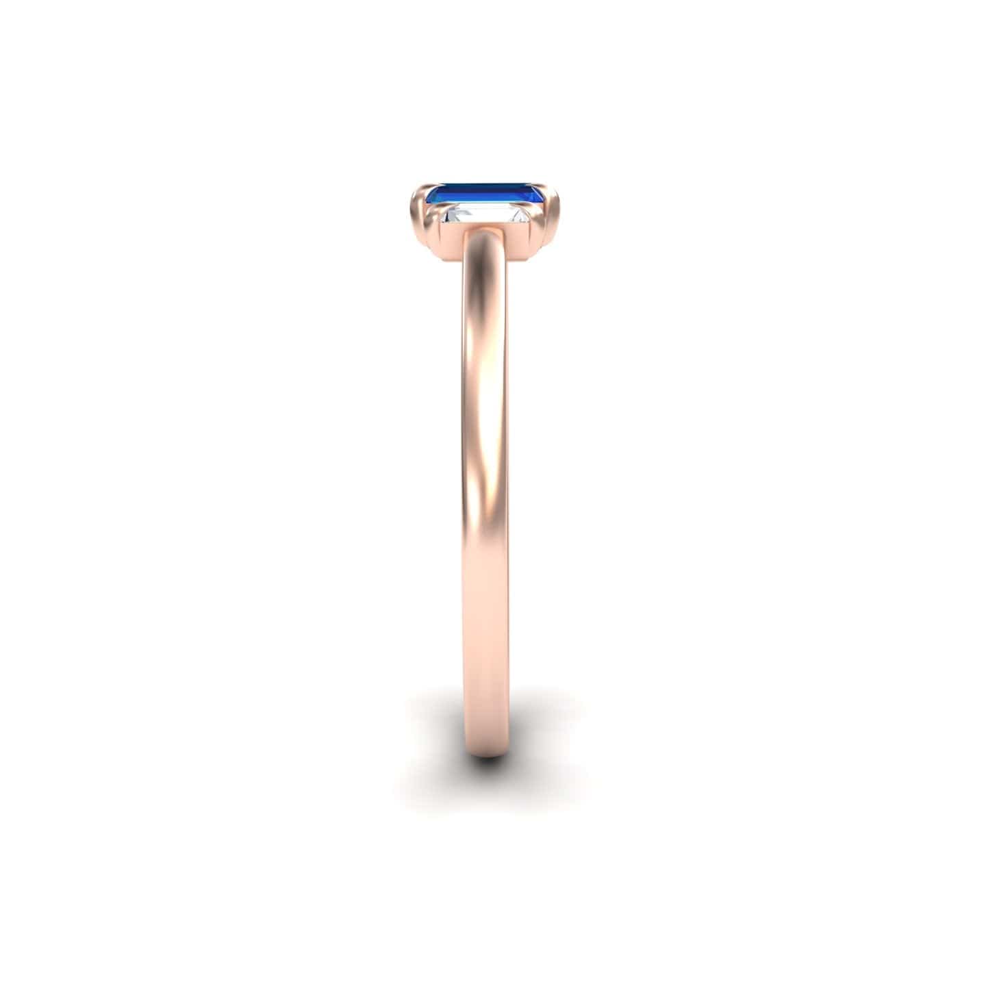 Blue Sapphire & Diamond Three Stone Ring - Marina