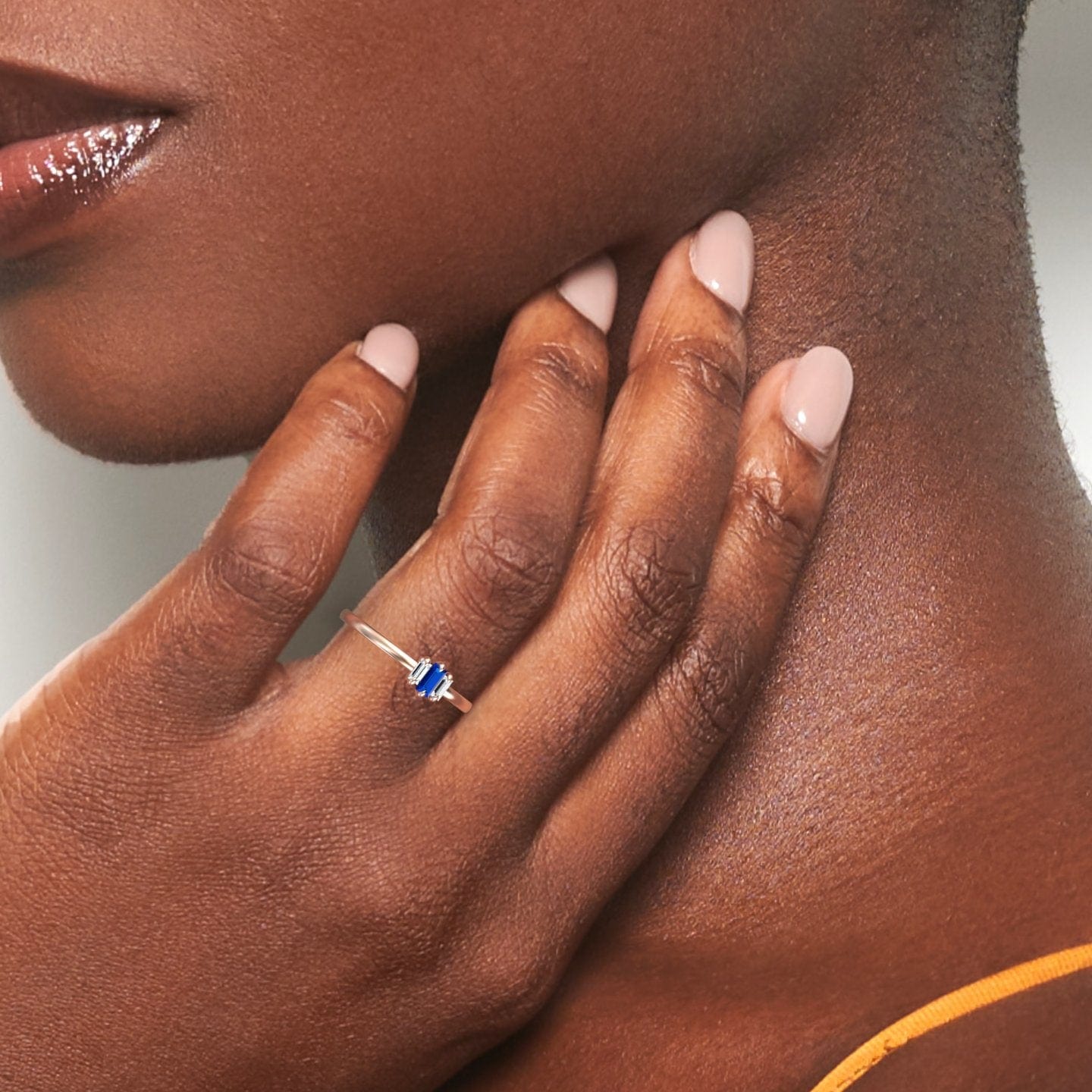 Blue Sapphire & Diamond Three Stone Ring - Marina