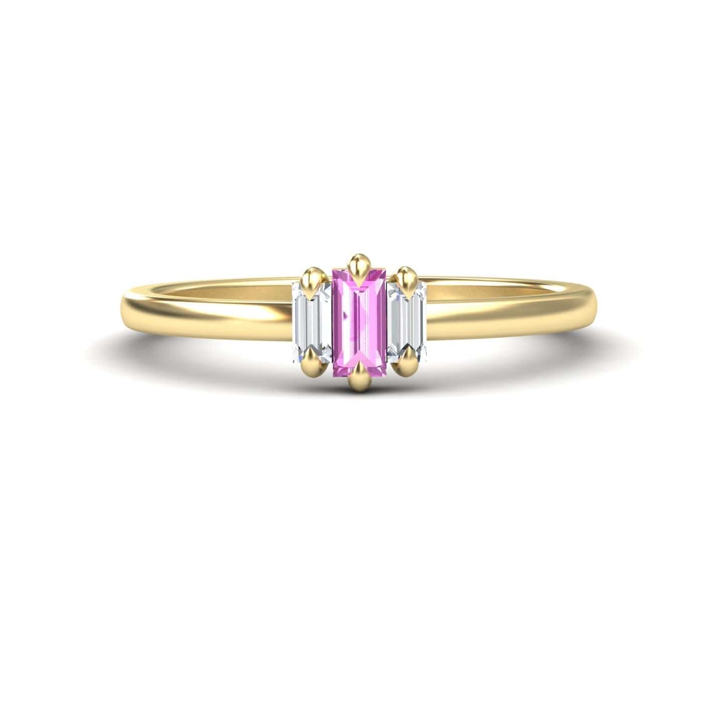 Pink Sapphire & Diamond Three Stone Ring - Marina