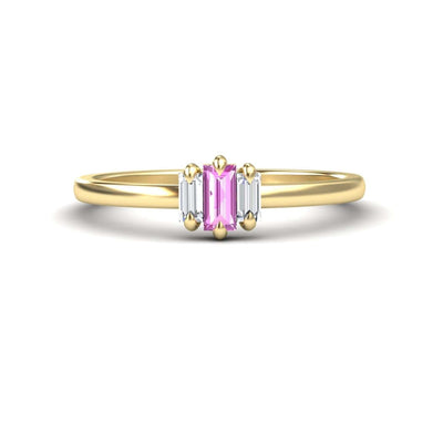 Pink Sapphire & Diamond Three Stone Ring