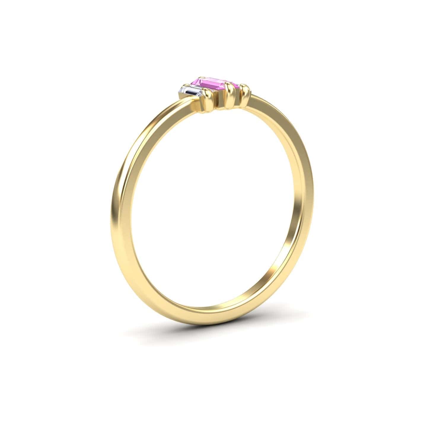 Pink Sapphire & Diamond Three Stone Ring - Marina