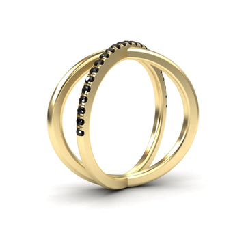 Black Diamond Criss-Cross Pave Band Ring - Trisha