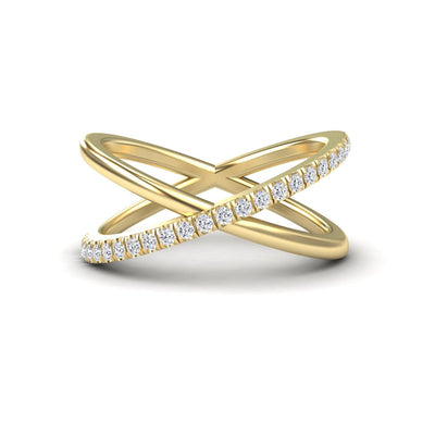White Diamond Criss-Cross Pave Band Ring