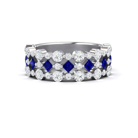 Blue Sapphire & Diamond Lace Band Ring - Victoria