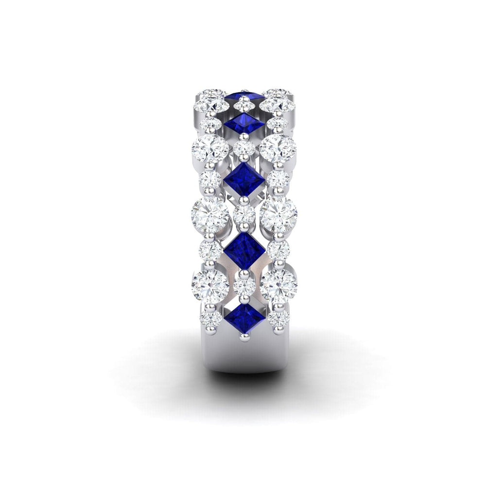 Blue Sapphire & Diamond Lace Band Ring - Victoria