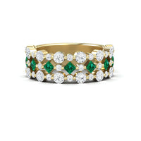 Emerald & Diamond Lace Band Ring - Victoria