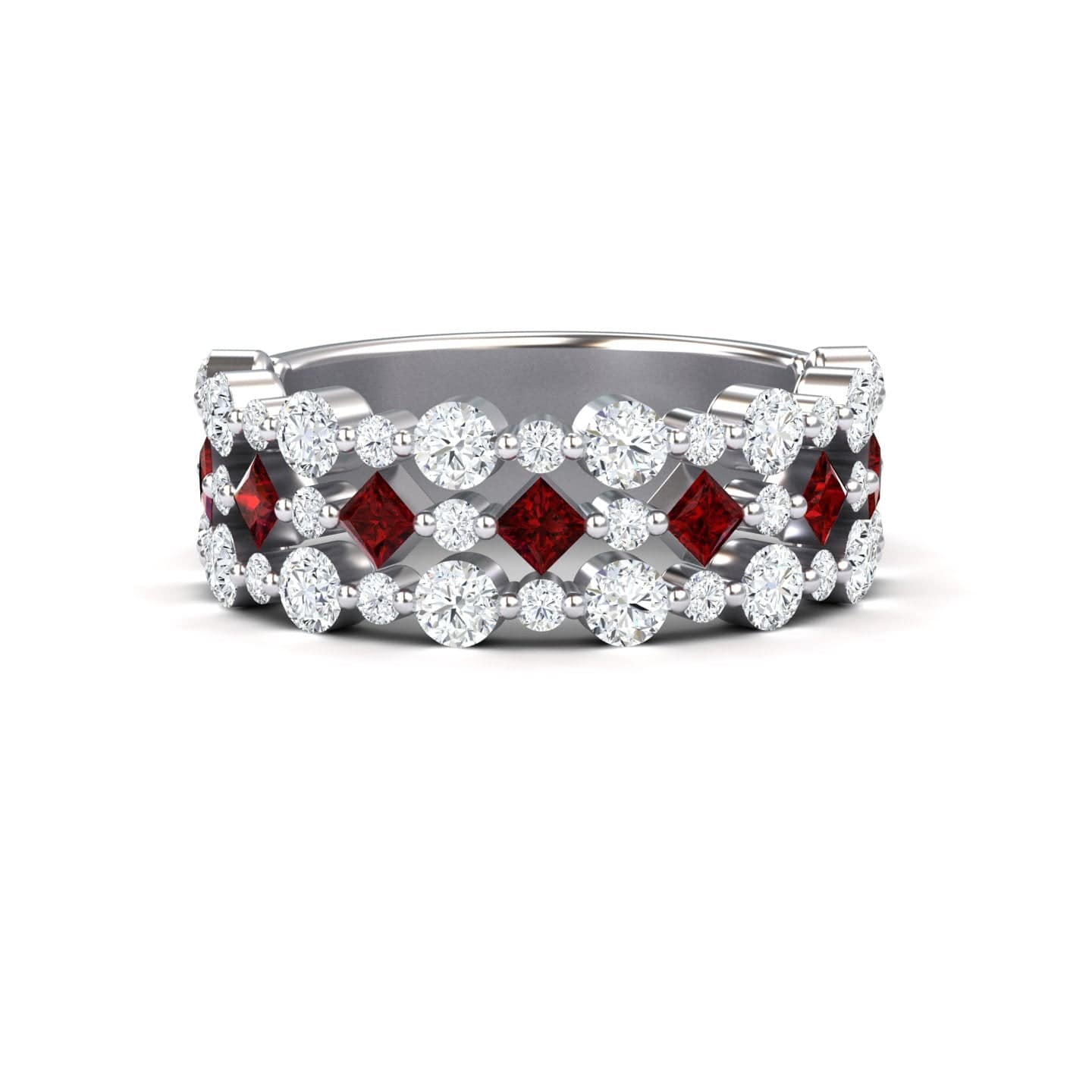 Ruby & Diamond Lace Band Ring - Victoria