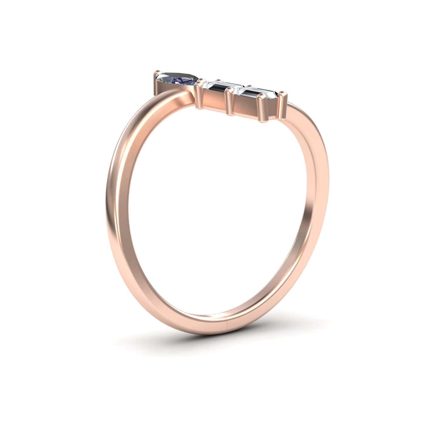 Lab Grown Alexandrite & Diamond Open Bypass Ring - Yvette