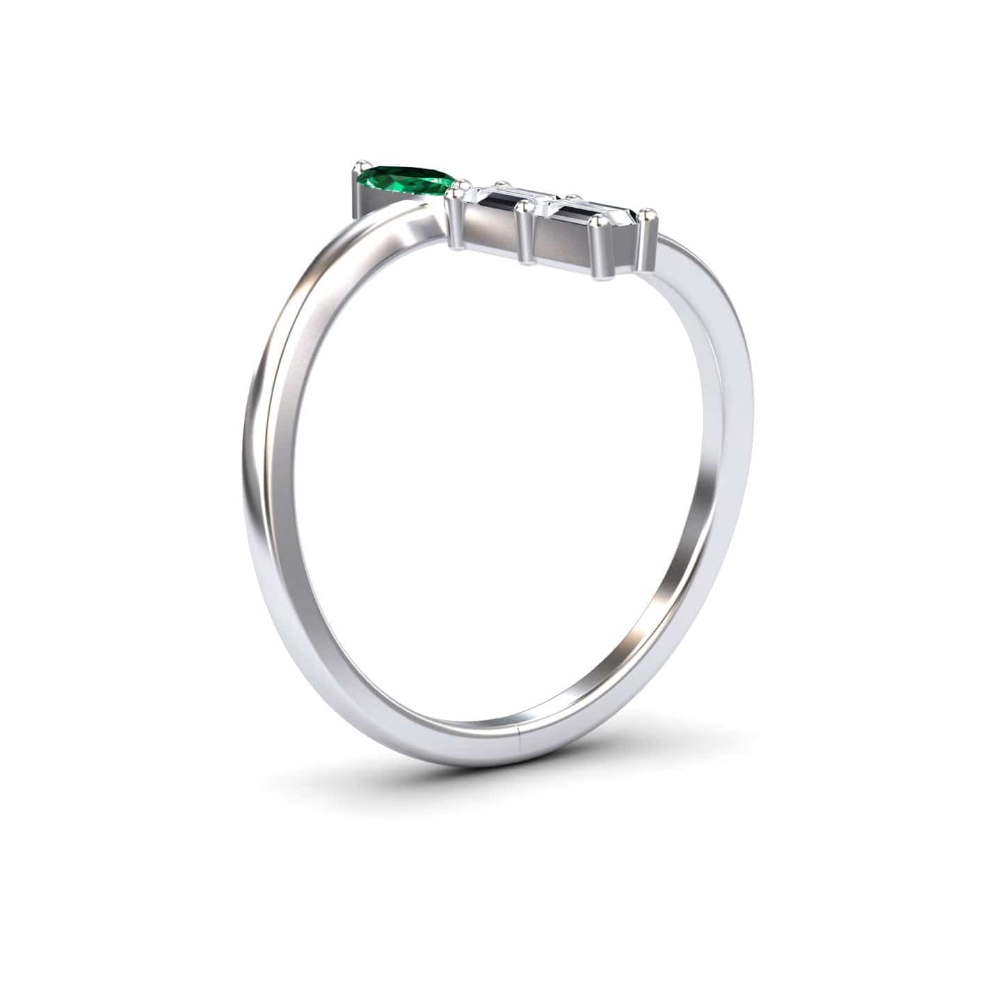 0.23-carat Emerald & Diamond Open Bypass Ring - Yvette in 14K white gold, Yvette style, side view