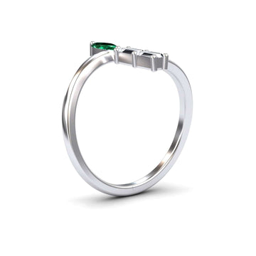 Emerald & Diamond Open Bypass Ring - Yvette