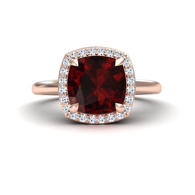 Garnet & Diamond Halo Ring