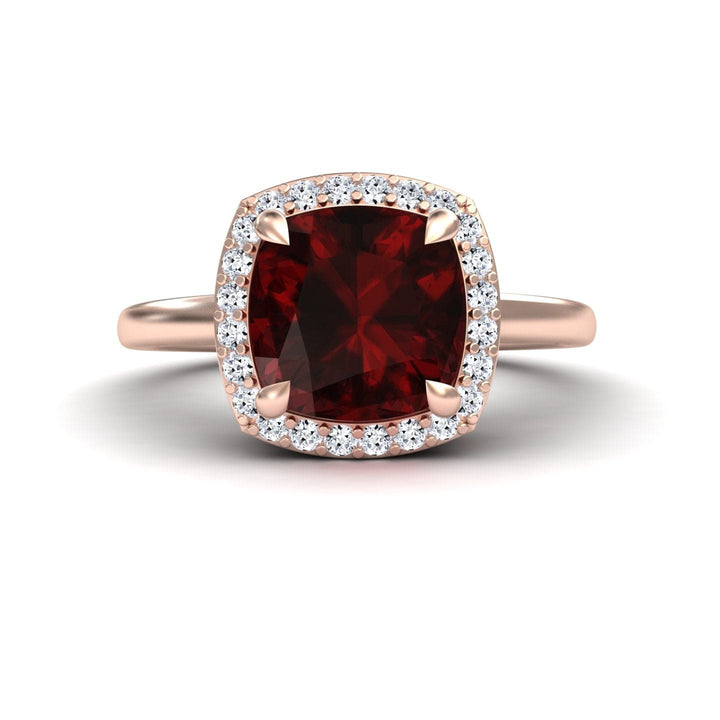 Garnet & Diamond Halo Ring - Ziva