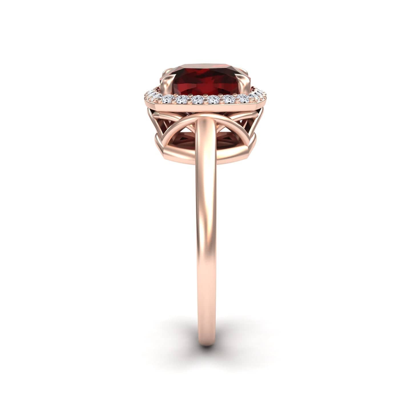 Garnet & Diamond Halo Ring - Ziva