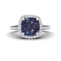 Lab Grown Alexandrite & Diamond Halo Ring - Ziva