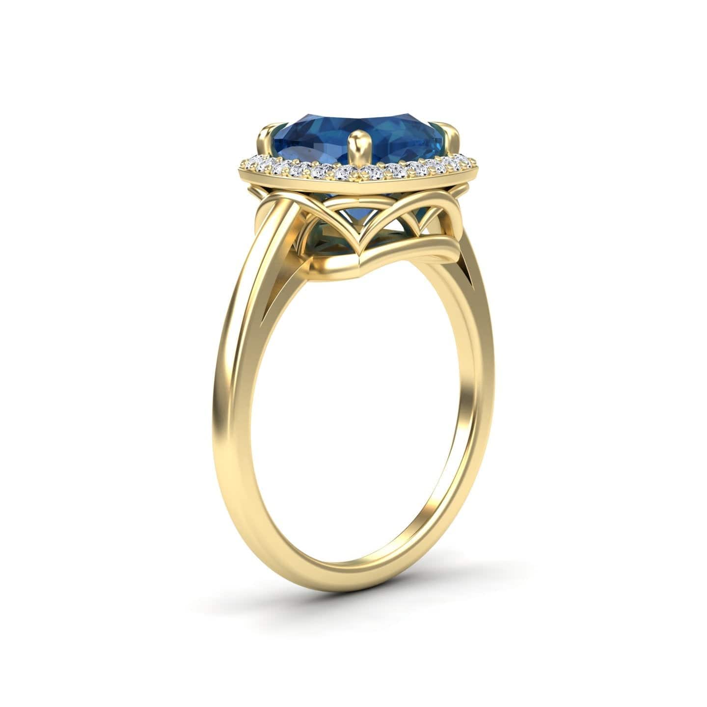 London Blue Topaz & Diamond Halo Ring - Ziva