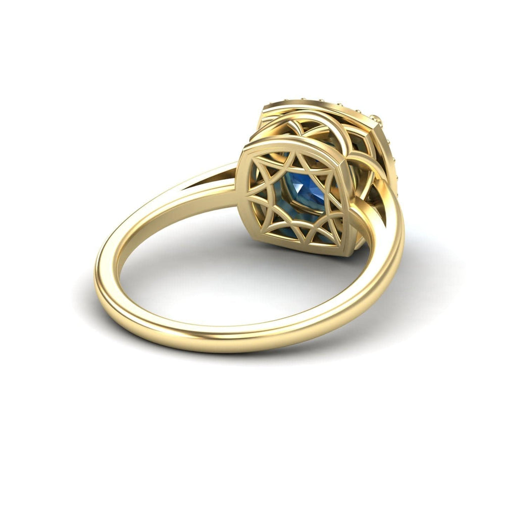 London Blue Topaz & Diamond Halo Ring - Ziva