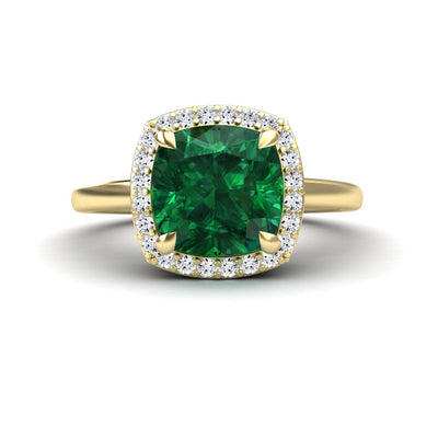 Lab Grown Emerald & Diamond Halo Ring