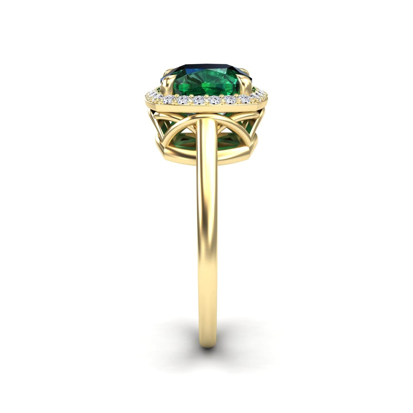 Lab Grown Emerald & Diamond Halo Ring - Ziva