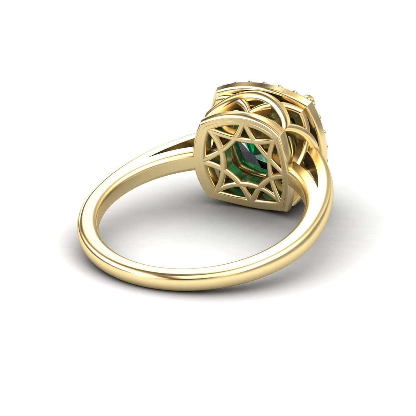 Lab Grown Emerald & Diamond Halo Ring - Ziva