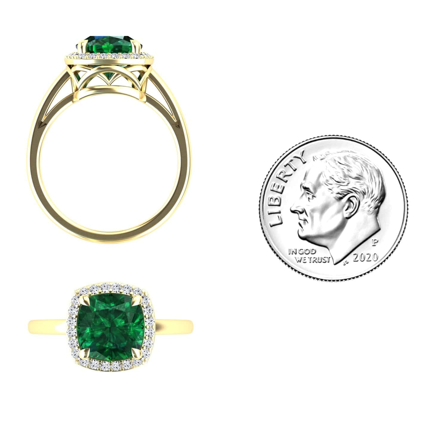 Lab Grown Emerald & Diamond Halo Ring - Ziva