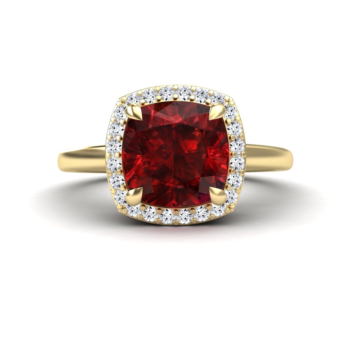 Lab Grown Ruby & Diamond Halo Ring - Ziva
