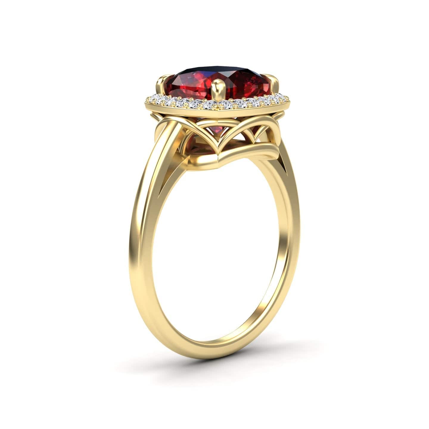 Lab Grown Ruby & Diamond Halo Ring - Ziva