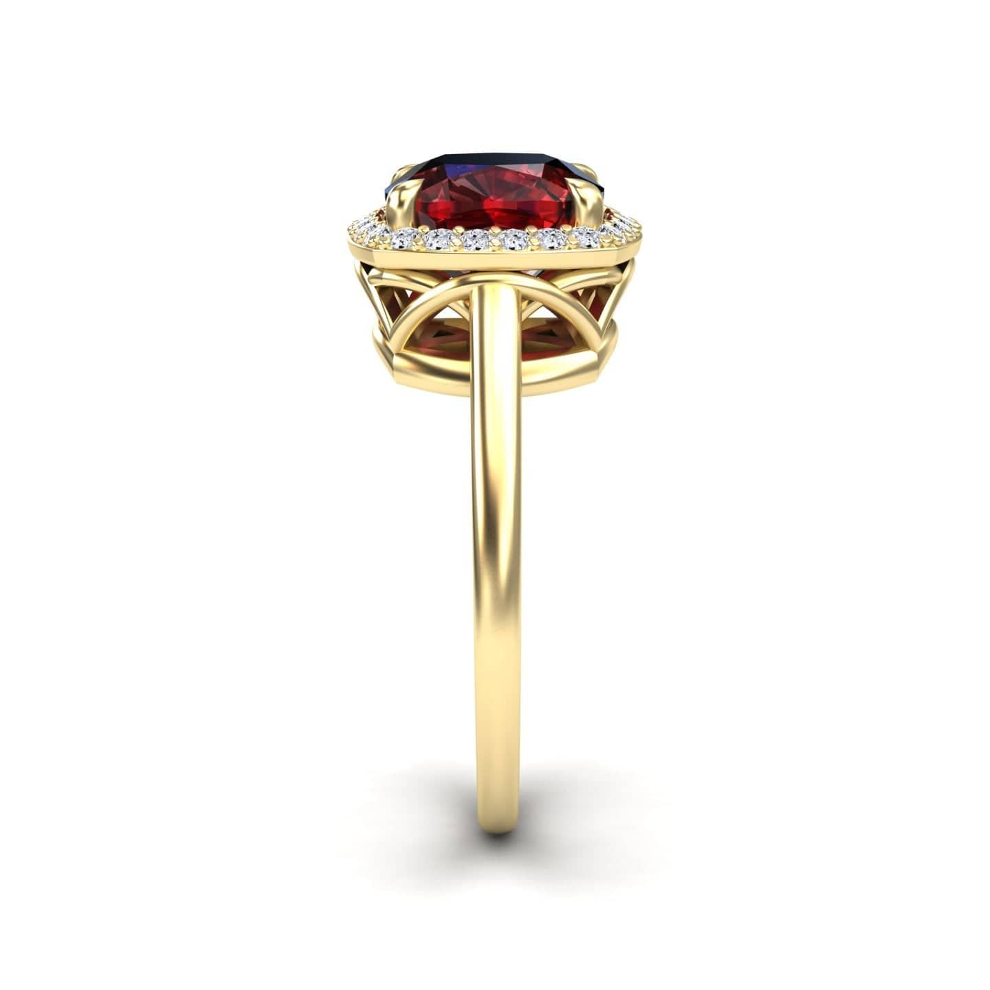 Lab Grown Ruby & Diamond Halo Ring - Ziva