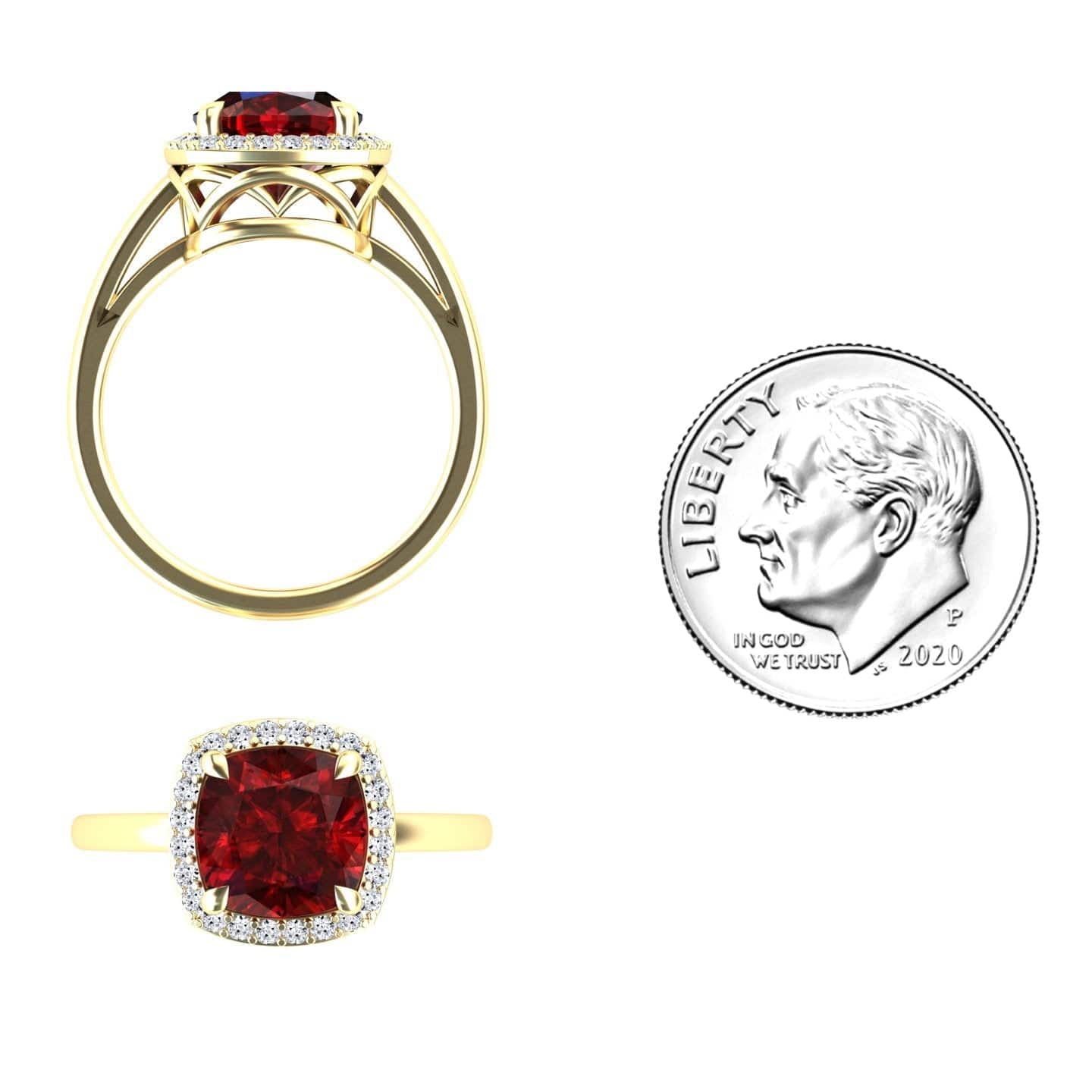Lab Grown Ruby & Diamond Halo Ring - Ziva