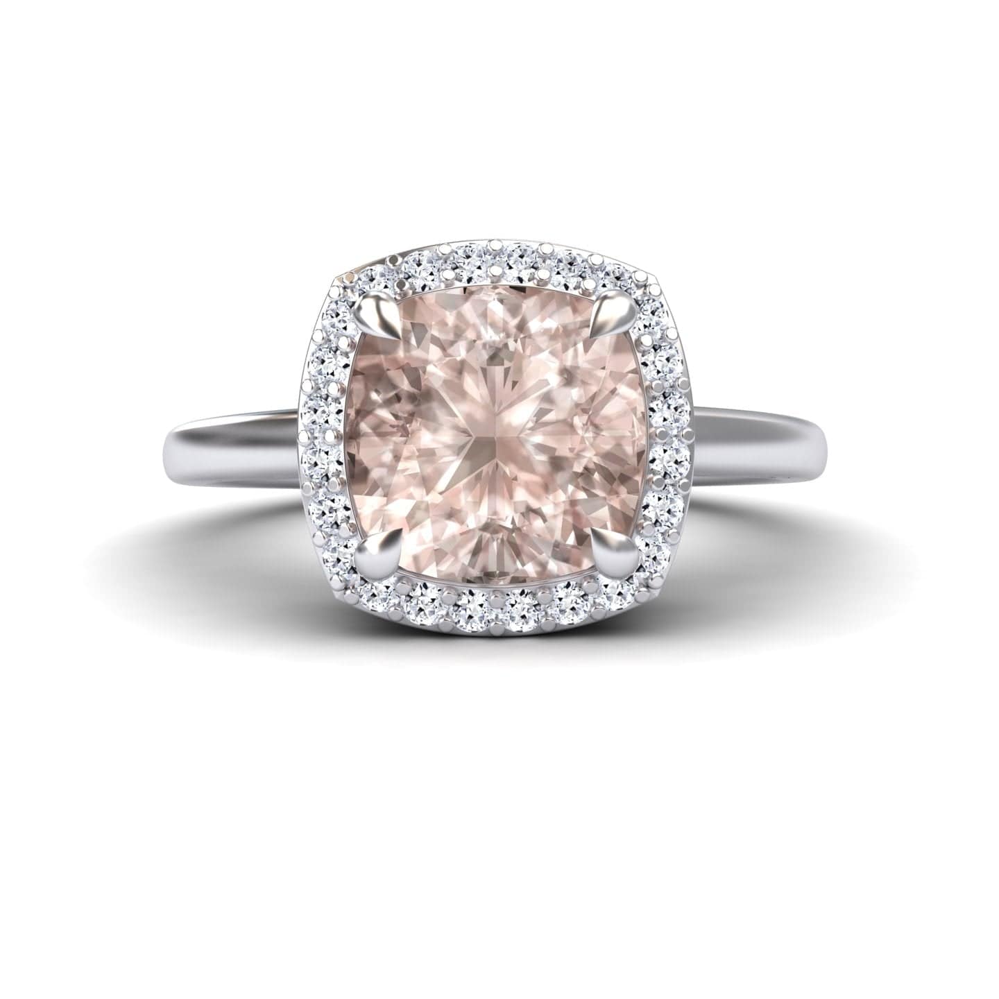 Morganite & Diamond Halo Ring - Ziva