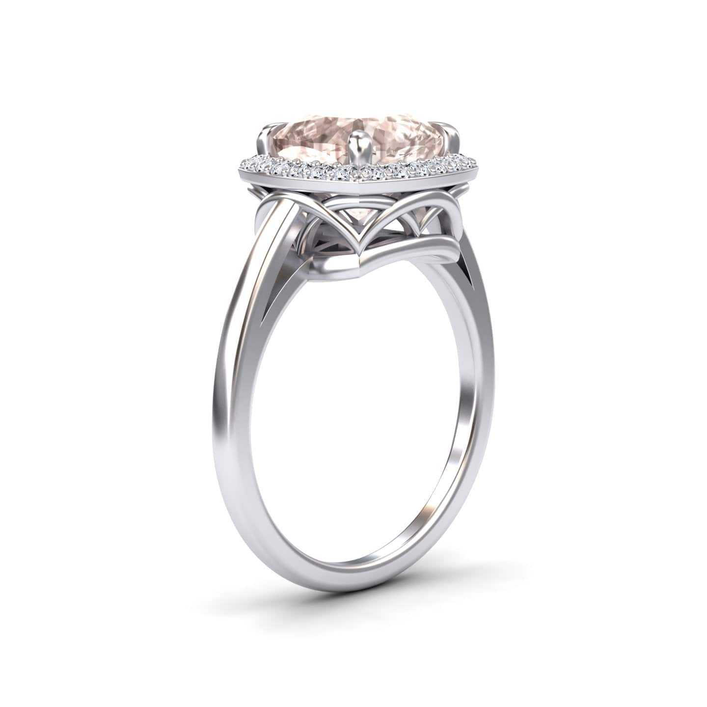 Morganite & Diamond Halo Ring - Ziva