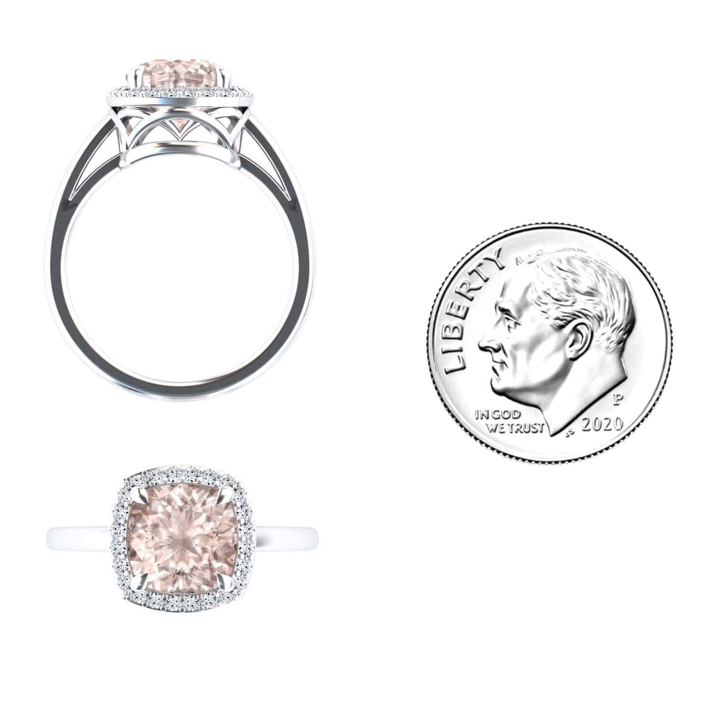 Morganite & Diamond Halo Ring - Ziva