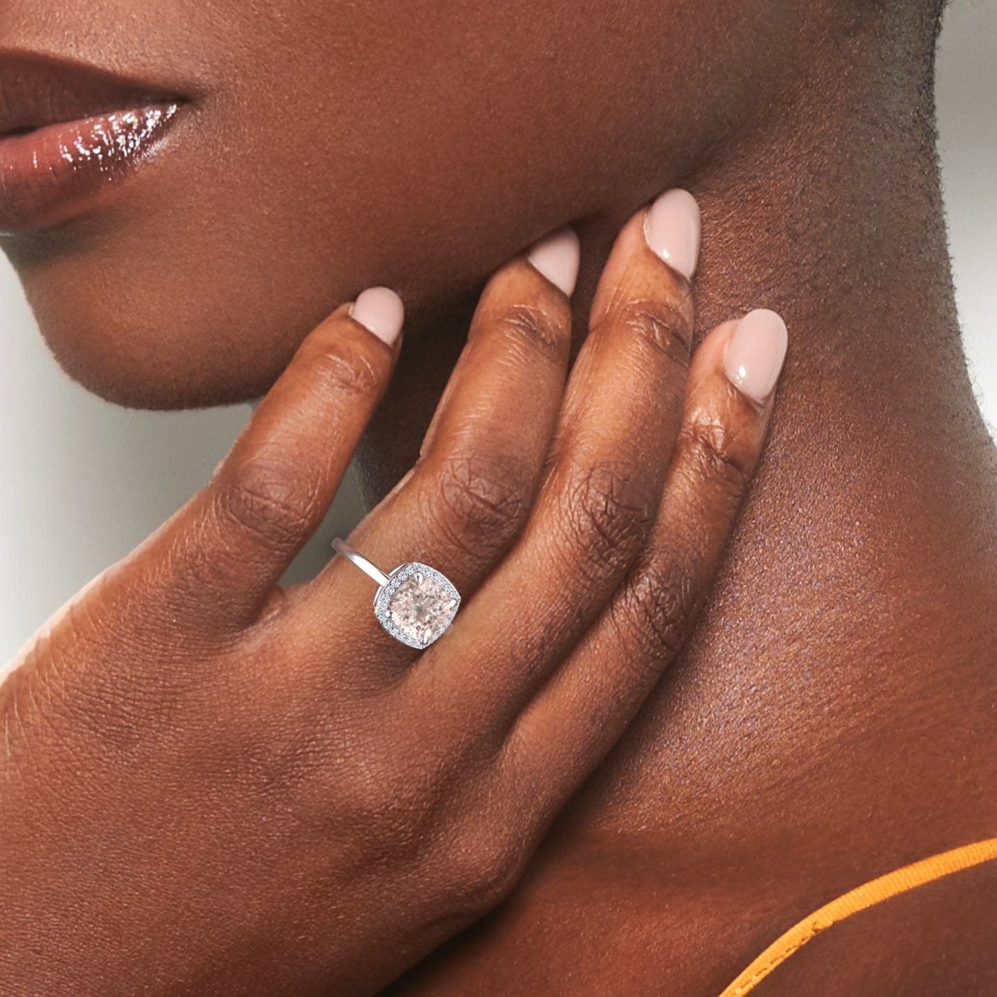 Morganite & Diamond Halo Ring - Ziva